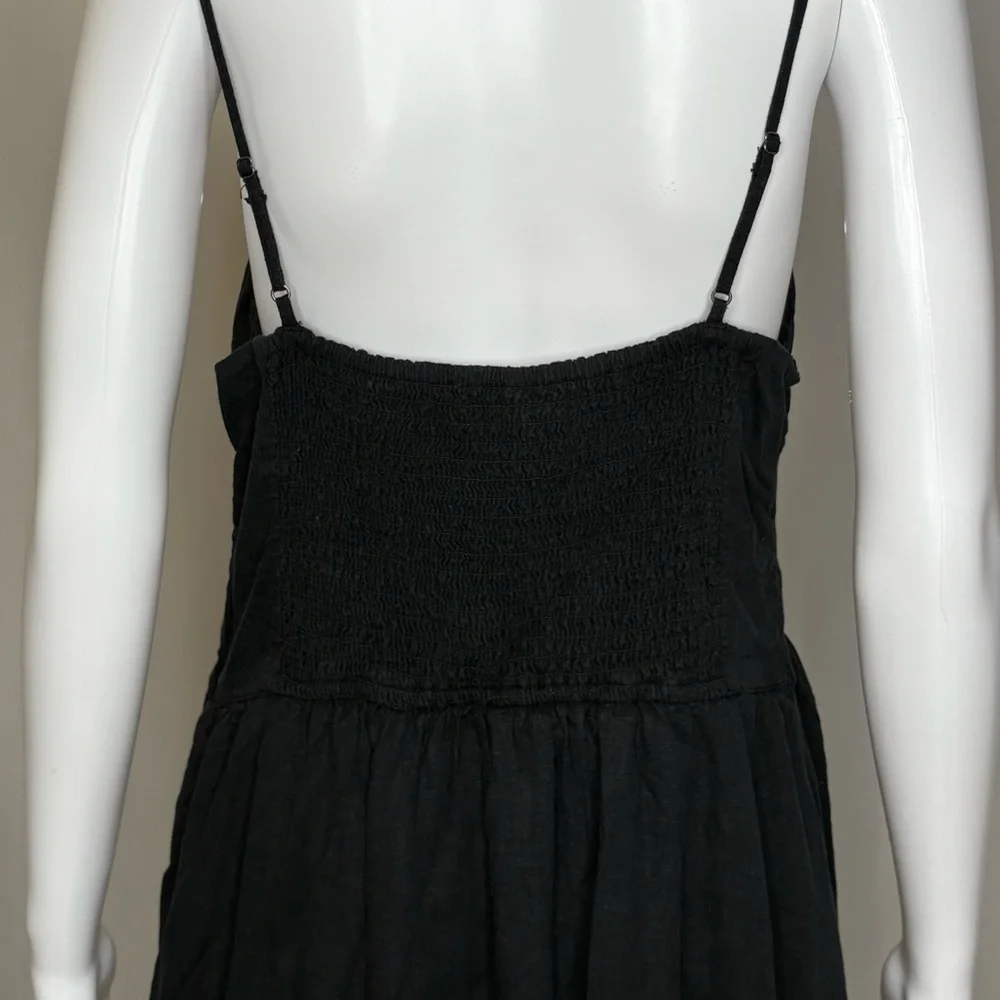 Abercrombie & Fitch Black Linen Blend Empire Sundress Size Large Tall Maxi Dress